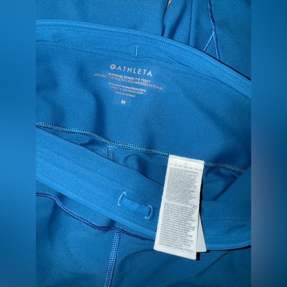 Athleta Interval Stash High Rise 7/8 Women's Blue High-Waisted Athletic Leggings - Picture 3 of 4